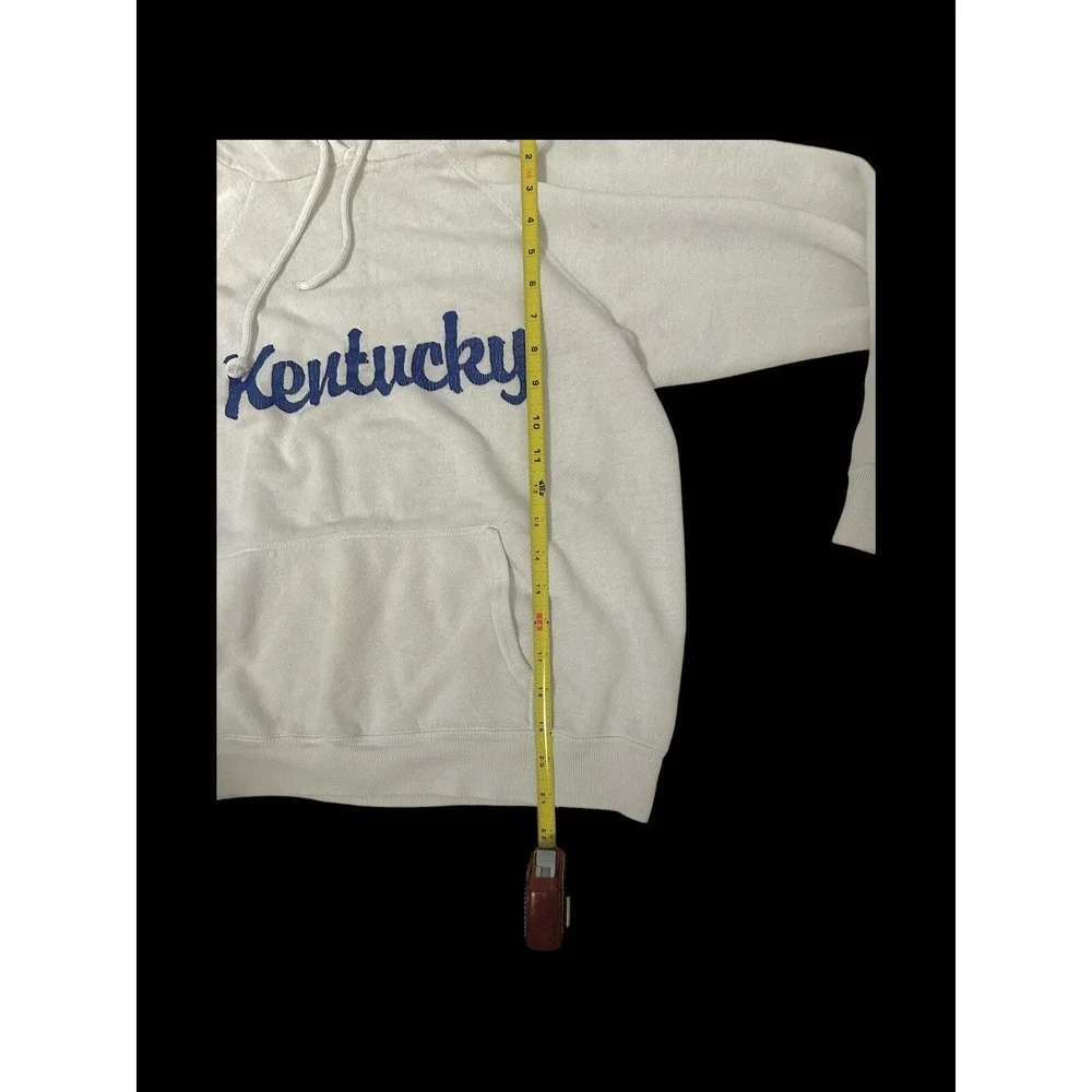 VelvaSheen Kentucky 70's Hoodie White Distressed Sz Medium Afterhoods Style - Picture 12 of 14